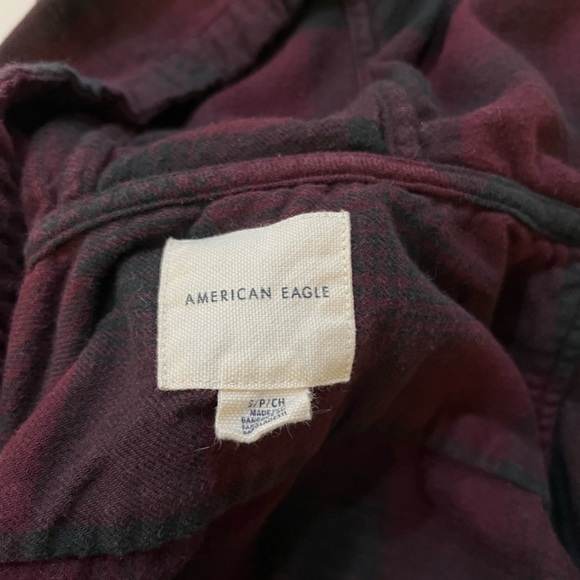 American Eagle Plaid Hoodie Shirt Small - Picture 2 of 4